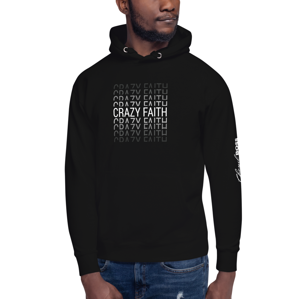 Chayil BOSS Crazy Faith Motif Slogan Unisex Hoodie