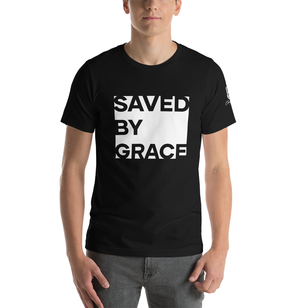 Chayil BOSS Saved by Grace Motif Slogan Short-Sleeve Unisex T-Shirt || Printed Tees